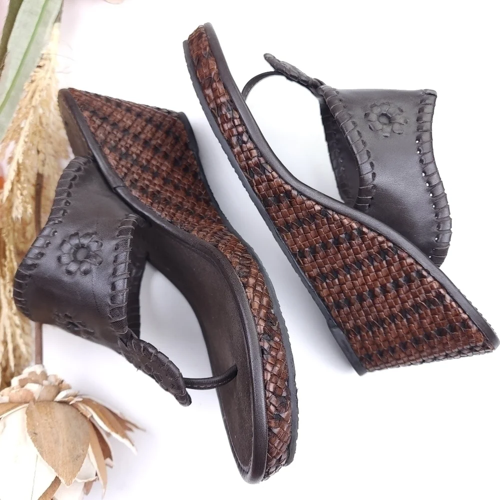 Jack Rogers Brown Leather Wedges Sz 6½m